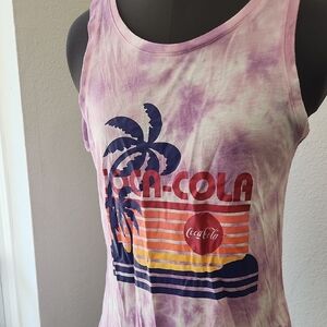 Coca Cola Women's Tropical Tie-Dye Tank Top - Purple and Pink